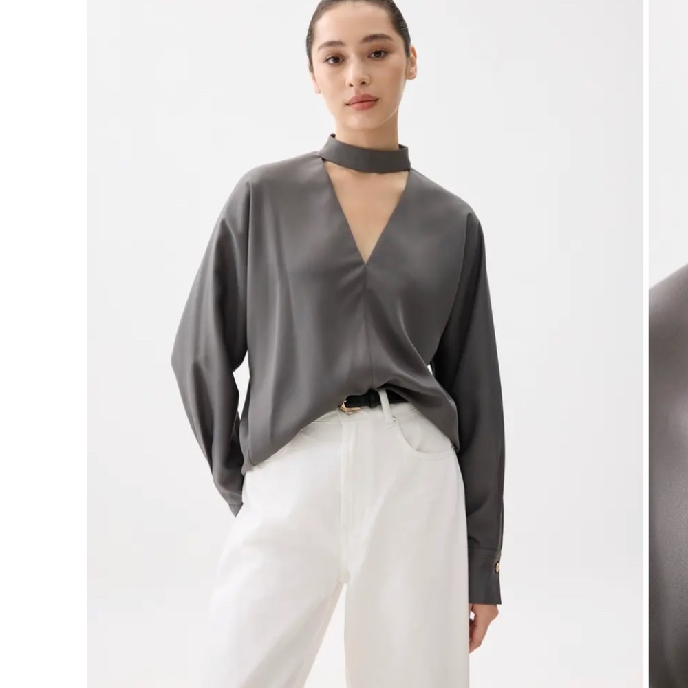 Love Bonito Sally Satin V-neck Batwing Blouse NWT